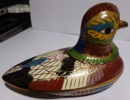 CLOISONNÉ -VOGEL;-10 CM; -GOLDENE BASIS;--BESTE QUALITÄT;--