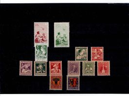Pro Juventute 1913 bis 1963 ** auf 10 Steckkarten