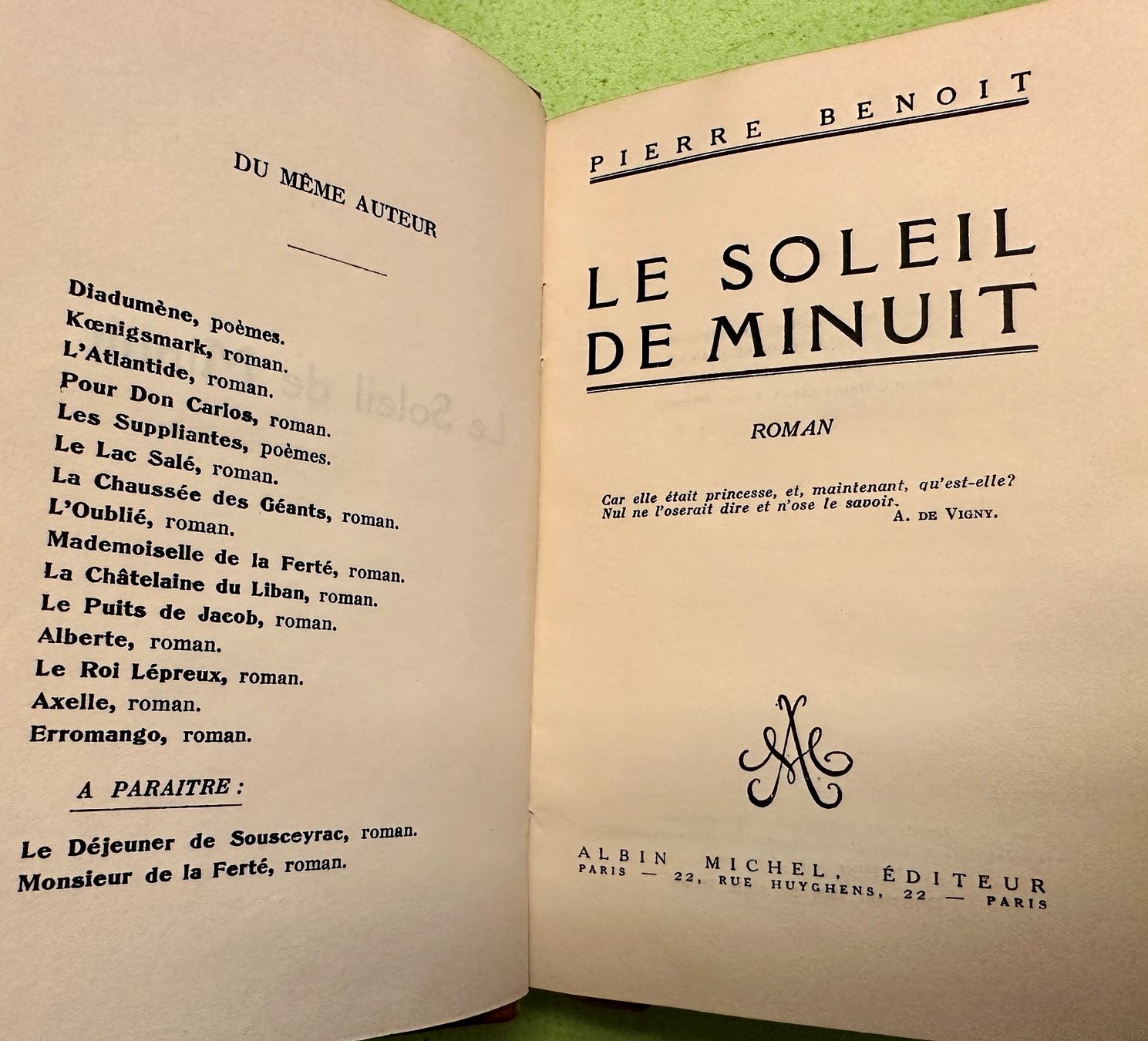 Libri: Pierre Benoit: Le soleil de minuit. – Usato da Zürich venduto da allp 2
