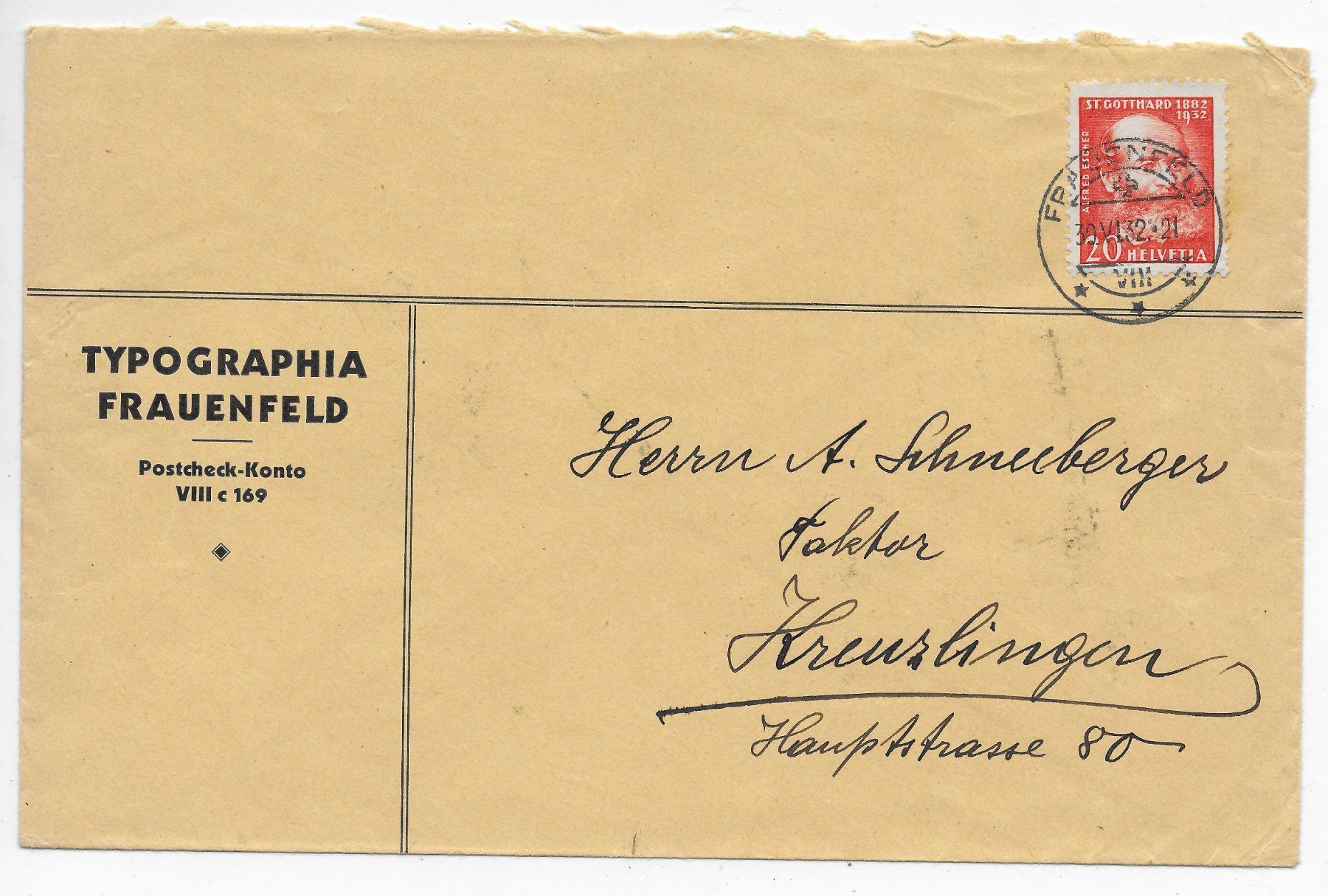 Tutti i francobolli: Typographia Frauenfeld 1932 – Usato da Hefenhofen venduto da Richsalz