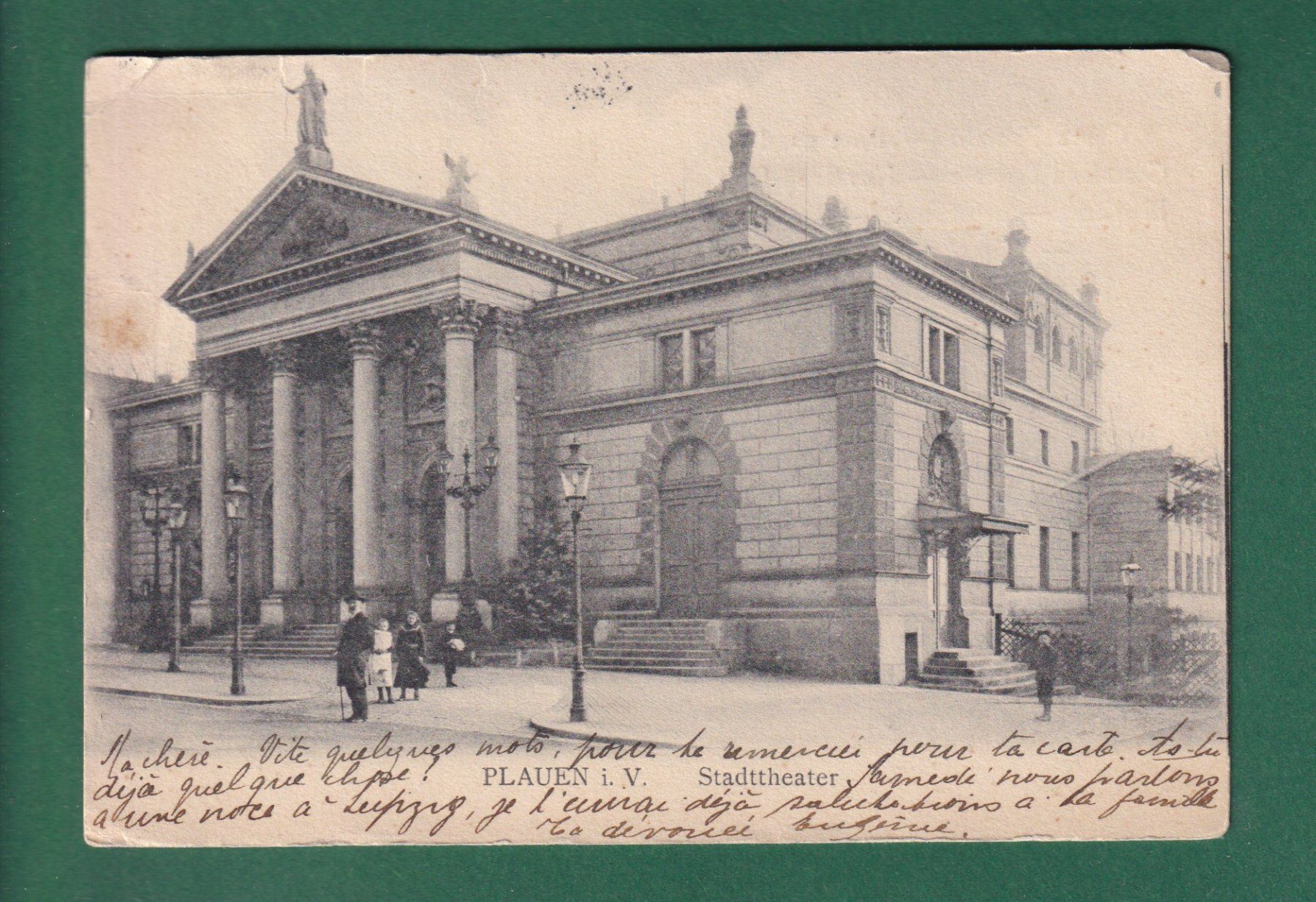Cartoline postali: PLAUEN - Stadttheater - 1904 – Usato da Pully venduto da nicecards-shop