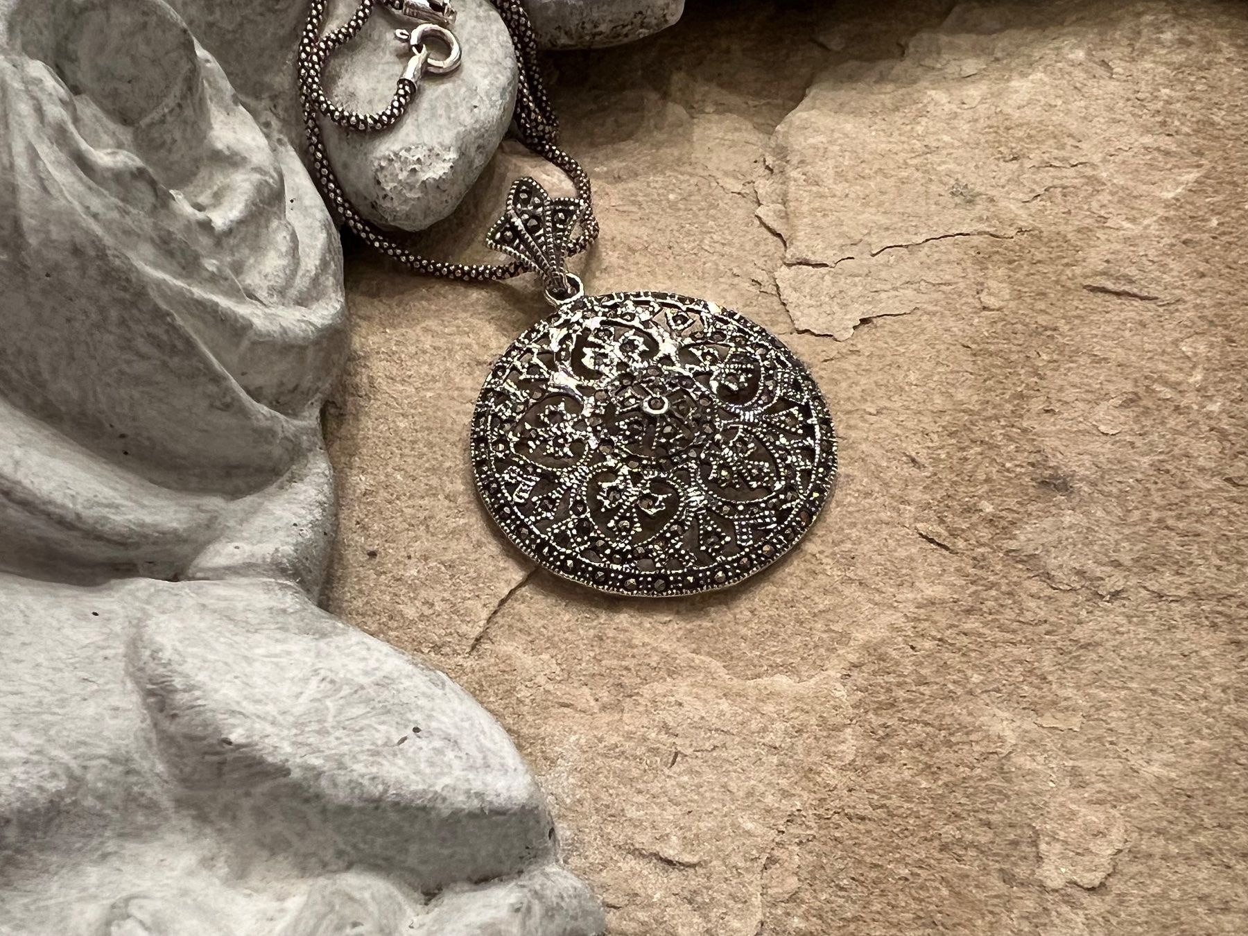 Anhänger: Anhänger rund Mandala Sterling Silber u Markasiten Boho Stil – Neu (gemäss Beschreibung) aus Bern von Jiffy