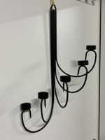 Wandhalter für 5 Kerzen, schwarzes Metall 56.5cm H x 36cm B