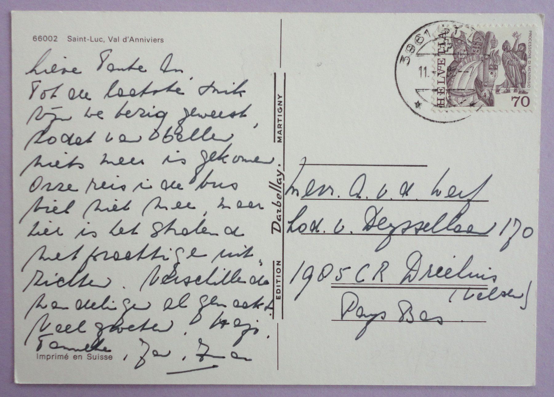 Cartoline postali: Saint-Luc, Val d'Anniviers – Usato da Fétigny venduto da Billy2miny 1