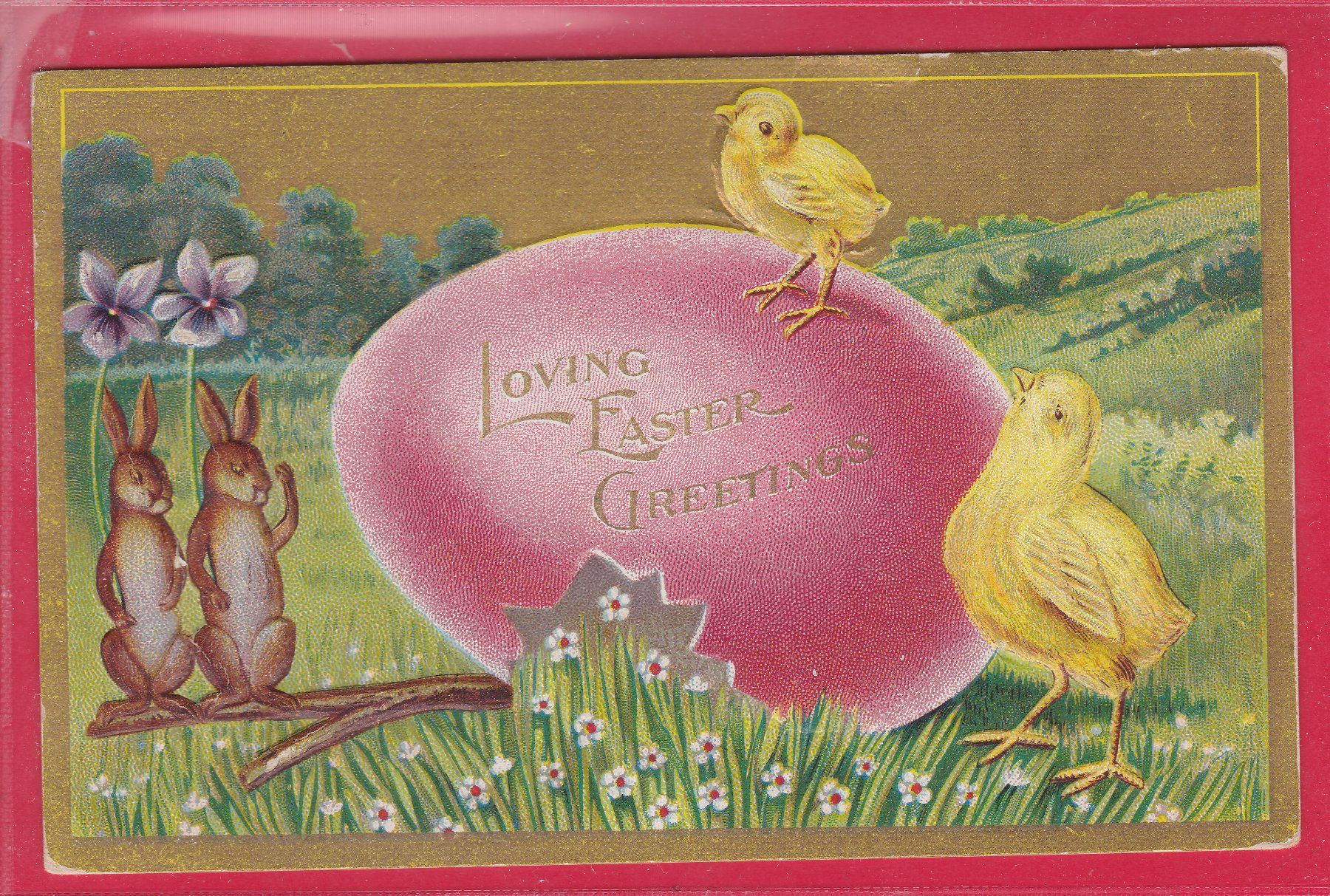 Cartoline postali: PRÄGEKARTE, LOVING EASTER GREETINGS, 6.4.1911 – Usato da Oberrieden venduto da Gebirgsstelze