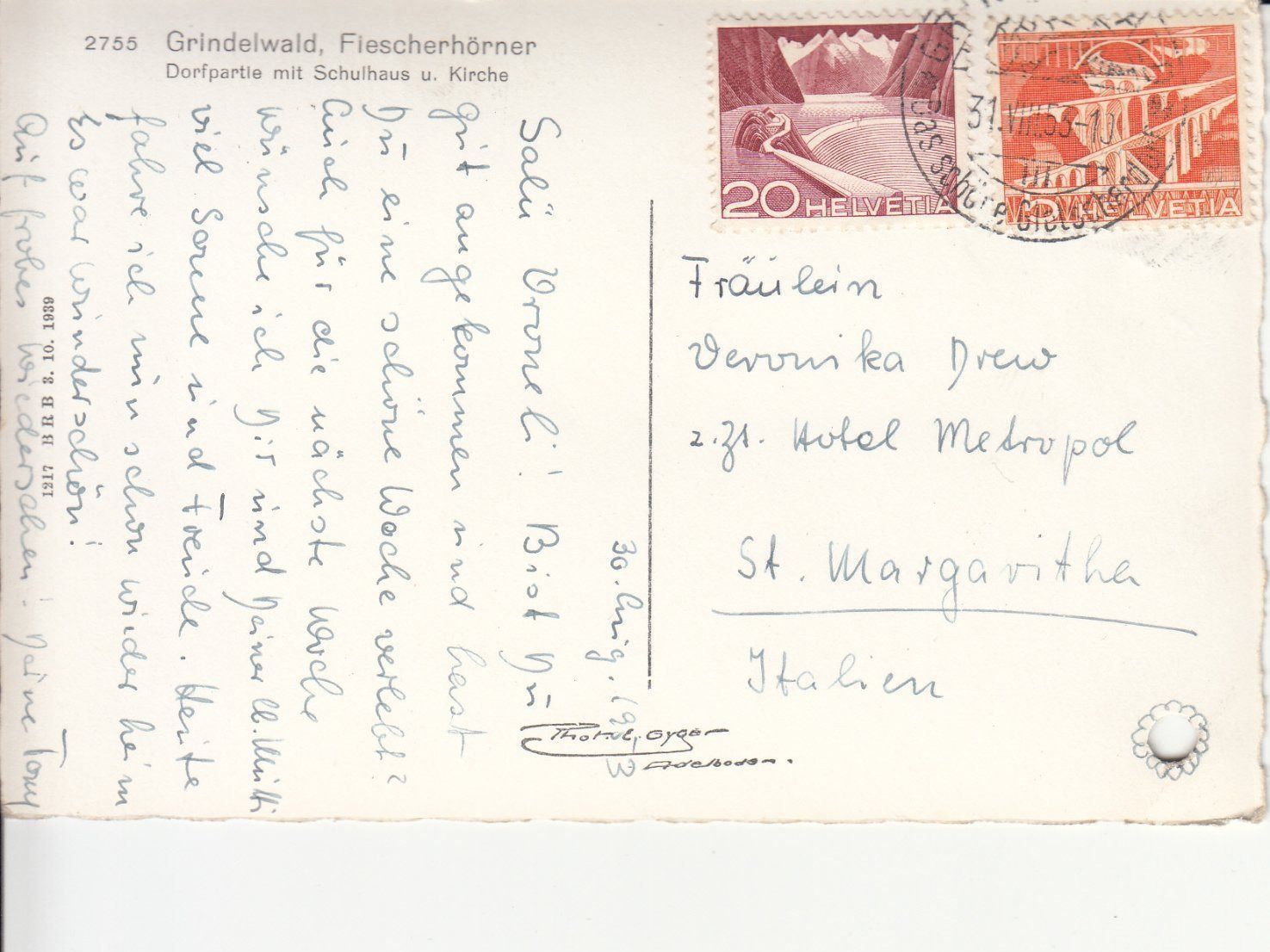 Ansichtskarten: Grindelwald 1953 – Gebraucht aus Bürglen TG von StampGraf 1