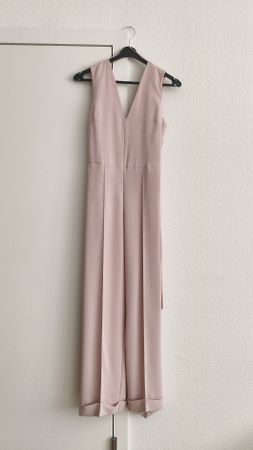 v-neck  jumpsuit in nude pink for holiday, wedding