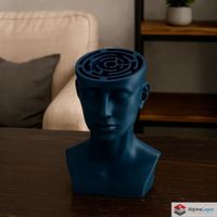 Labyrinth Head Bust – Sculpture with Maze Top - 3D Printed