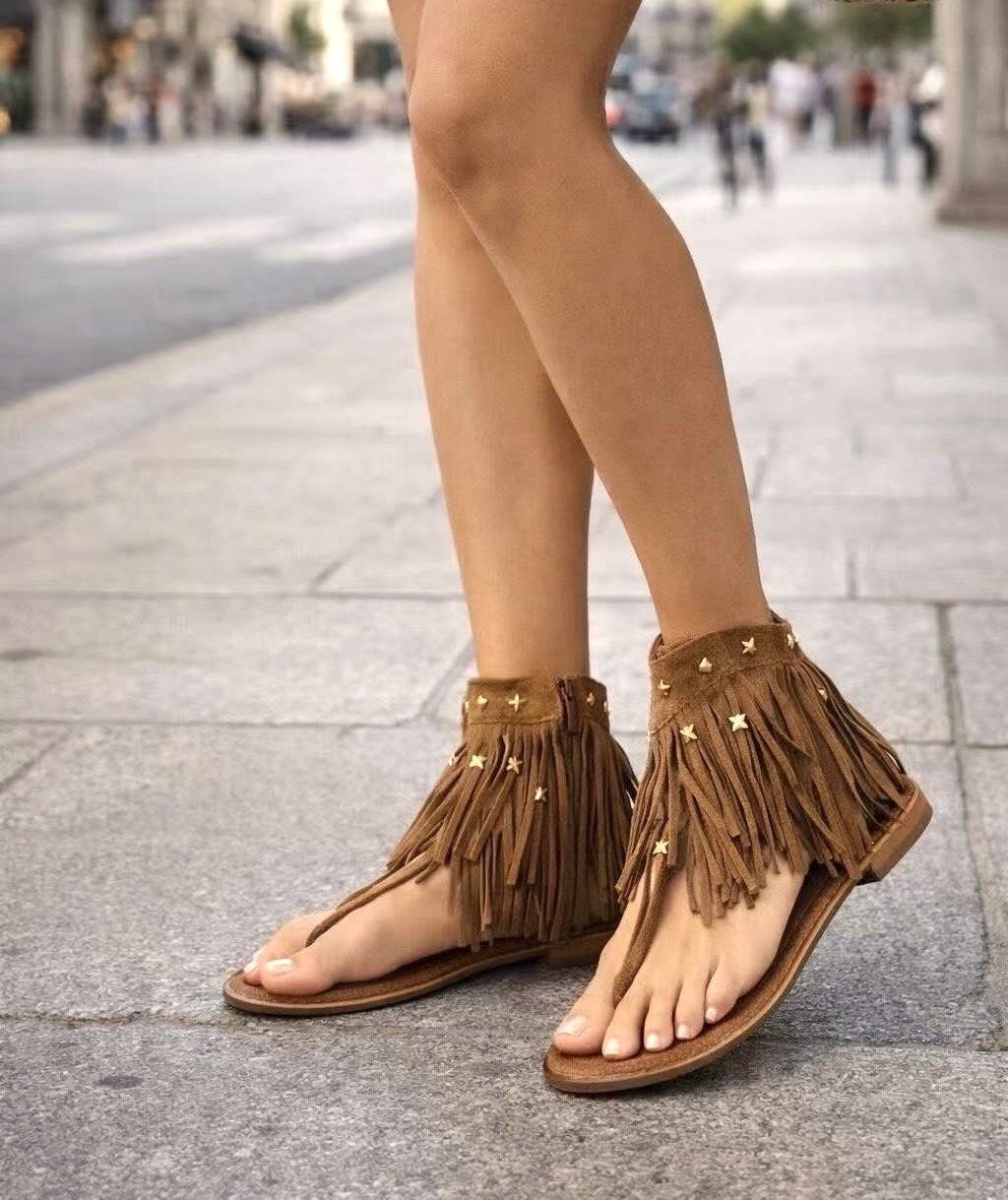 Scarpe da donna: Bohemian Sandalen mit Fransen u. Metallic-Akzenten, Gr. 40 – Nuovo e nell'imballaggio originale da Dielsdorf venduto da SHOES_BY_SYLVI