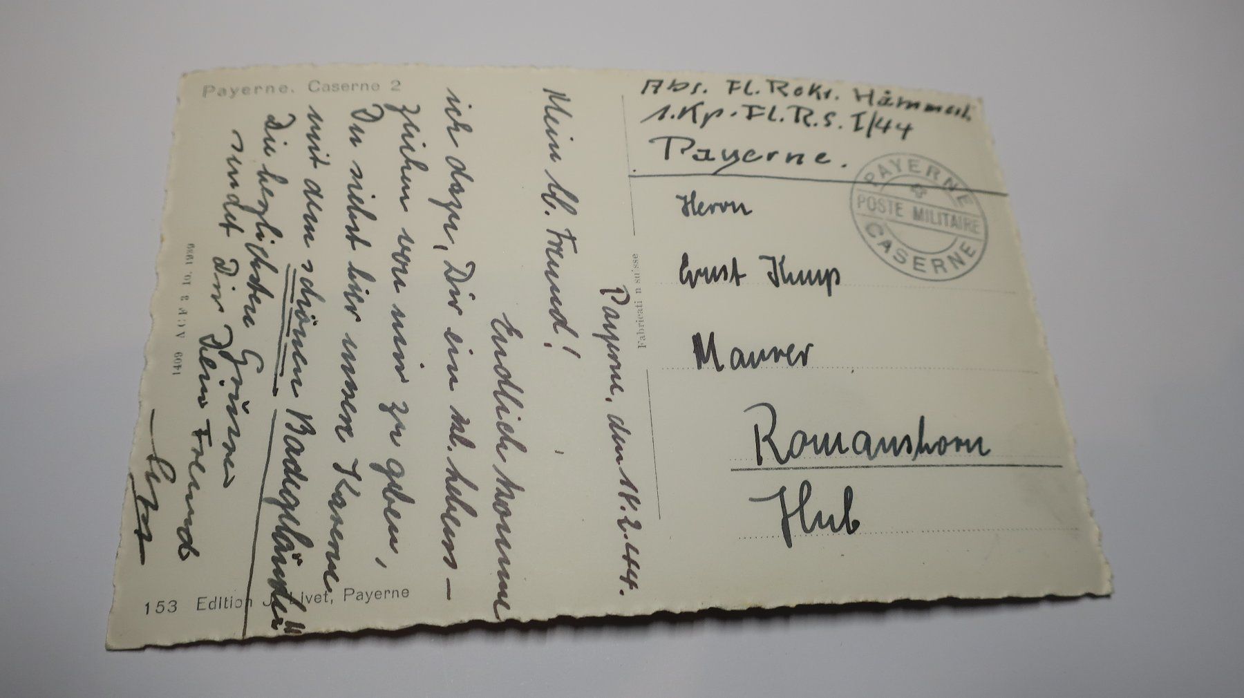 Cartoline postali: Payerne Caserne 2  1944 – Usato da Cormoret venduto da Pascalll2001 4