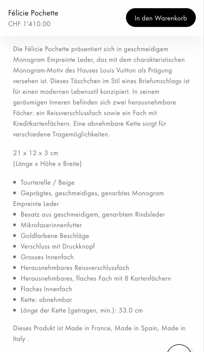 Louis Vuitton Taschen für Damen: Louis Vuitton, Felicie – Gebraucht aus Volketswil von Flower_18 5