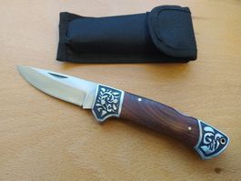 Klassisches Jagdmesser mit Back-Lock und Stoffscheide