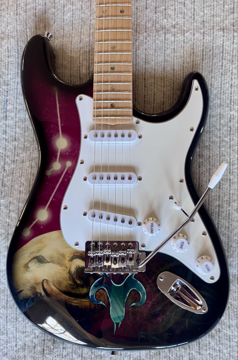Strumenti musicali: JAWS E-Gitarre mit Aries/Widder-Design und inkl. Bag – Usato da Spiez venduto da Bu_Ji 1