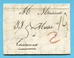 Faltbrief von OESINGEN nach Lausanne 1838