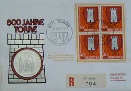 Numisbrief 800 Jahre Torre Feinsilbermünze 999.9