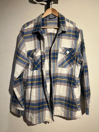 Herren Flanellhemd kariert blau weiss