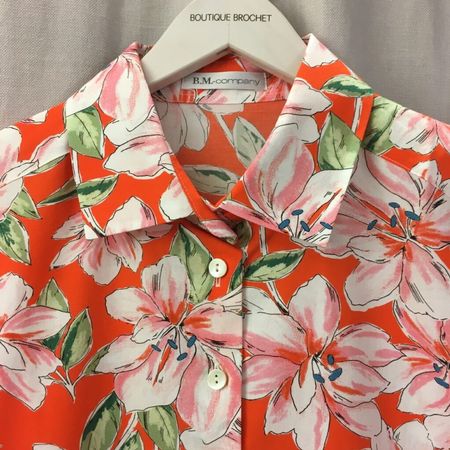 B.M. Company LA Bluse Reni Baumwolle Blumen rosa orange 40