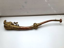 Drachenkopf Trompete aus Tibet, Kupfer-Messing, antik