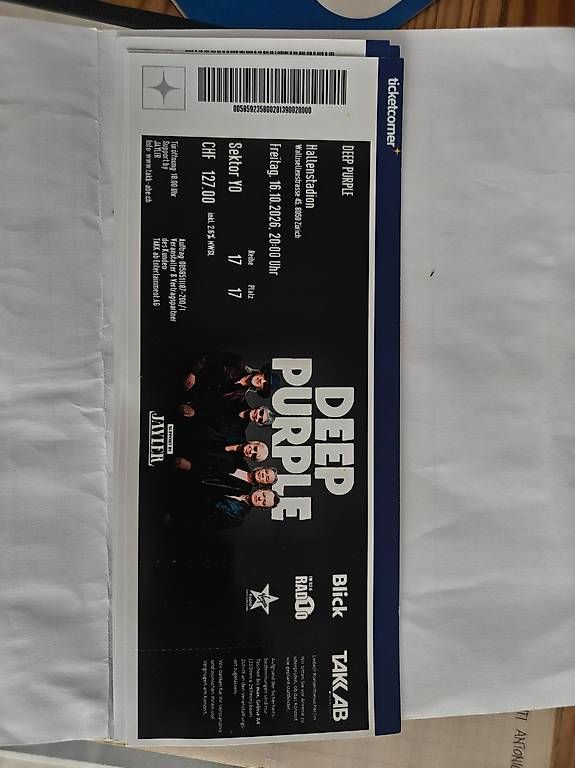 Tickets: Tickets Deep Purple – Gebraucht aus Hubersdorf von bar_8w7q