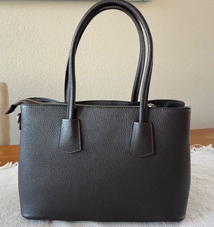 Schöne Handtasche aus Leder, Dunkelbraun, Top Zustand!