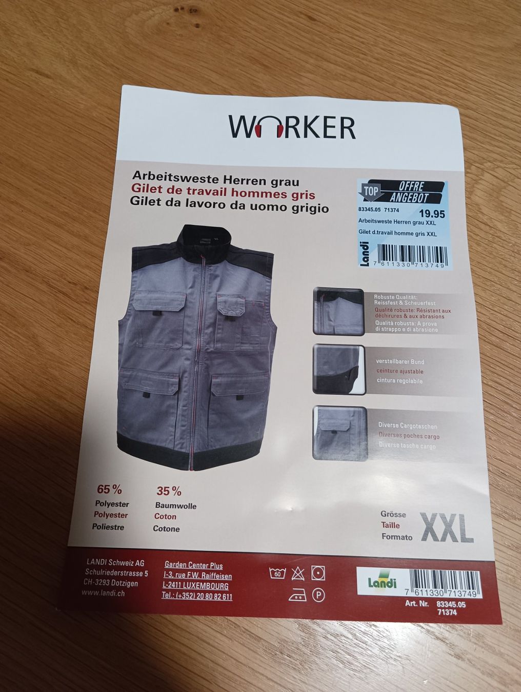 Gilet & Giacche: Arbeitsweste Herren grau XXL NEU – Nuovo e nell'imballaggio originale da Densbüren venduto da H-76 3