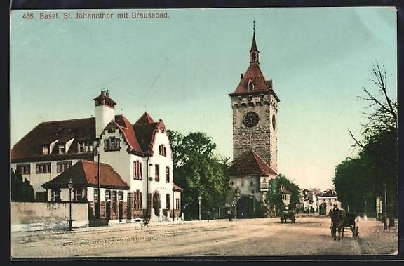 Cartoline postali: AK Basel, St. Johannthor mit Brausebad – Usato da Berlin venduto da bartko-reher