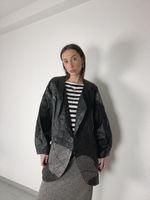 Vintage Leather Jacket Gr. 38 Black White Studs Details