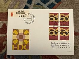 1 Erstagsbrief LI Einschreiben Viererblock 1967