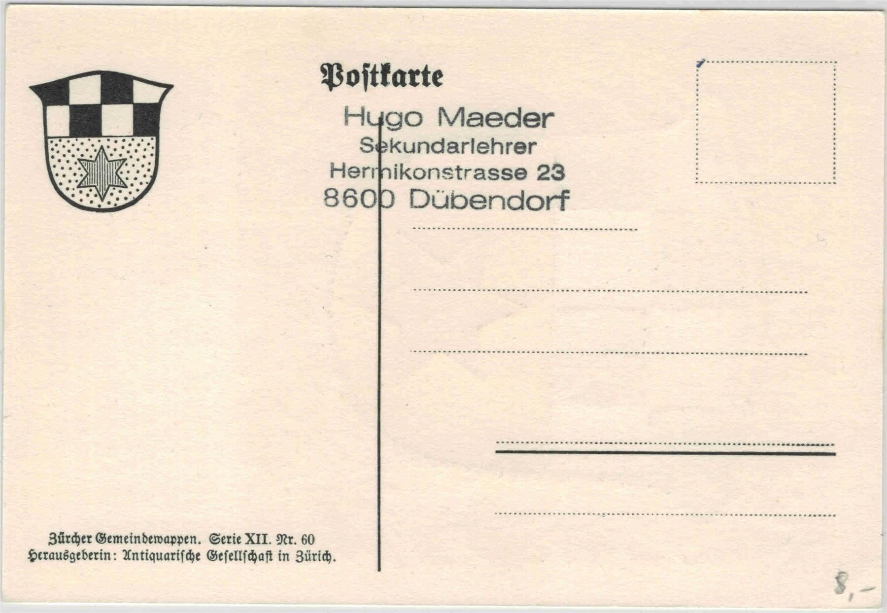 Cartoline postali: ZH 63 Gemeindewappen Volketswil GF – Nuovo (secondo la descrizione) da Fribourg venduto da philafri 1