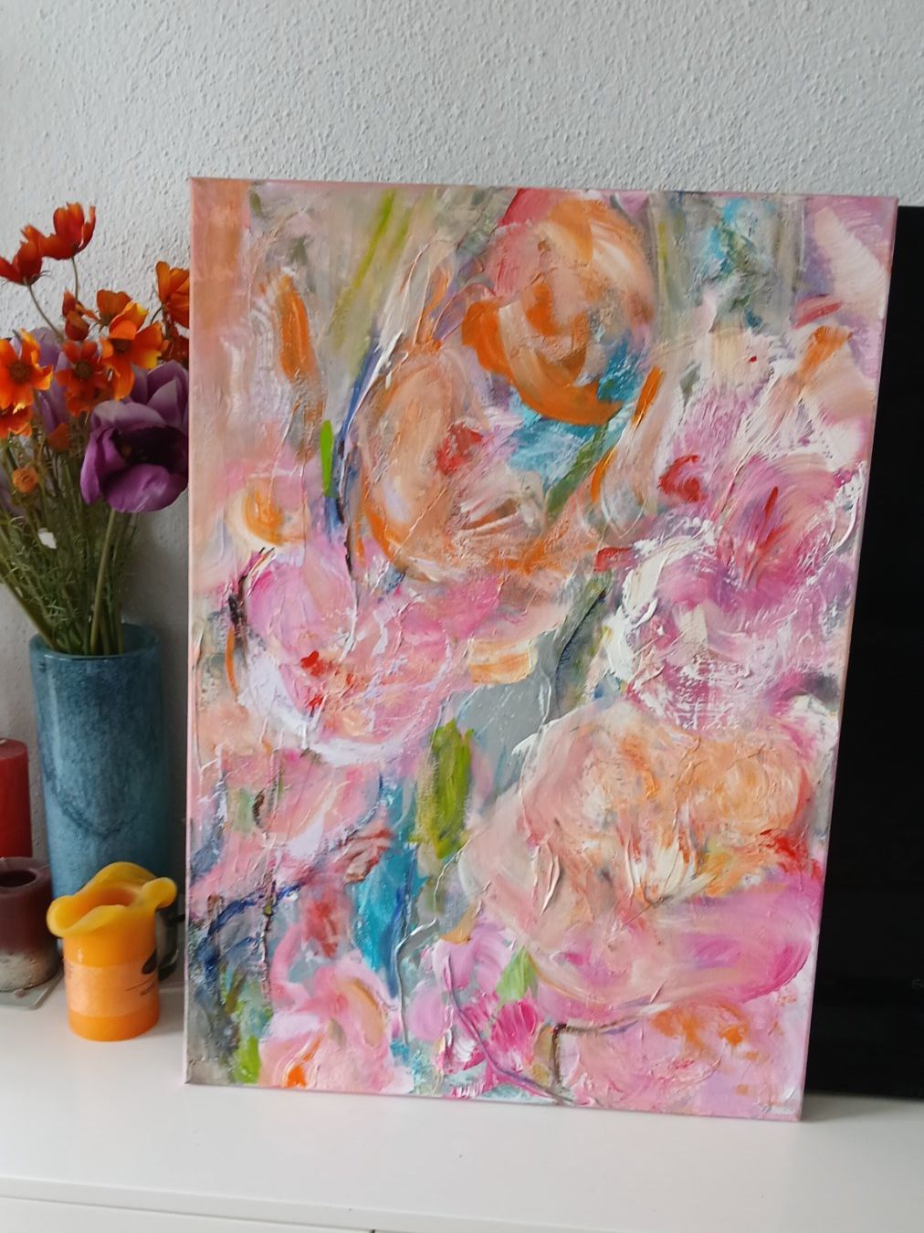 Foto & Immagini: Abstrakte Gemälde mit abstrakten Blumen, Leinwand 50x70cm – Nuovo e nell'imballaggio originale da Beinwil am See venduto da Superchance 1