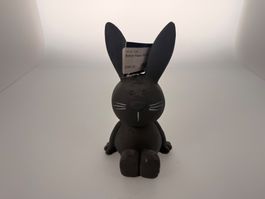 Beton Hase schwarz mit weissem Schwanz Dekoration neu