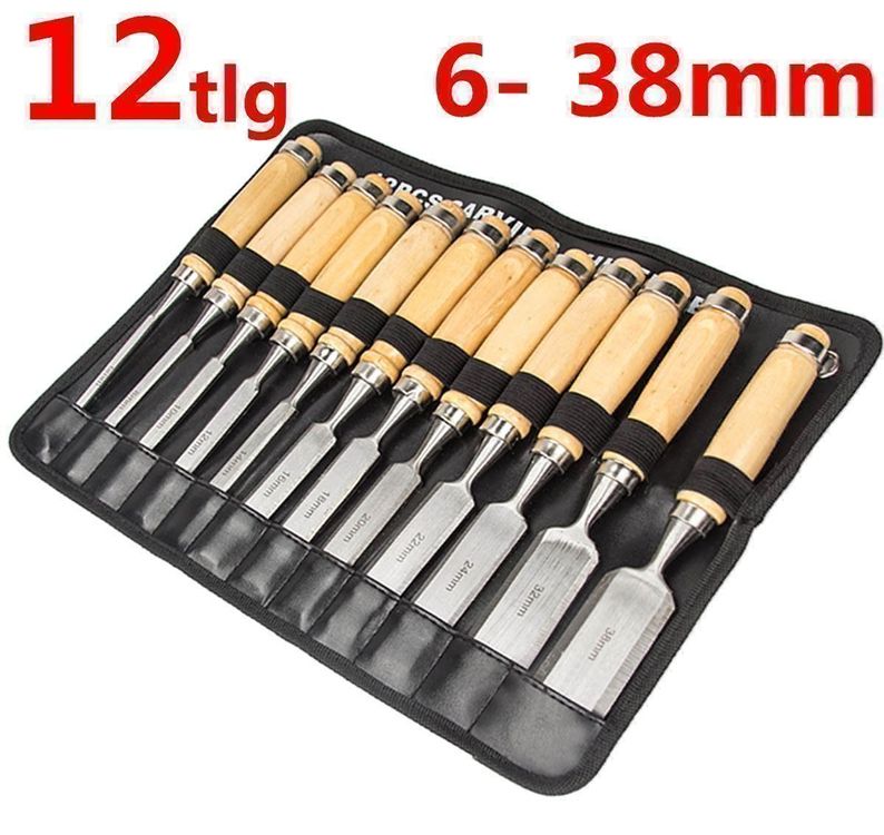 Schnitzeisen-Set 12tlg Schnitzwerkzeug Hohlbeitel Holz Beitel Holzschnitzerei