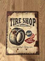 Vintage Blechschild "Tire Shop" - Dekoration für Garage!