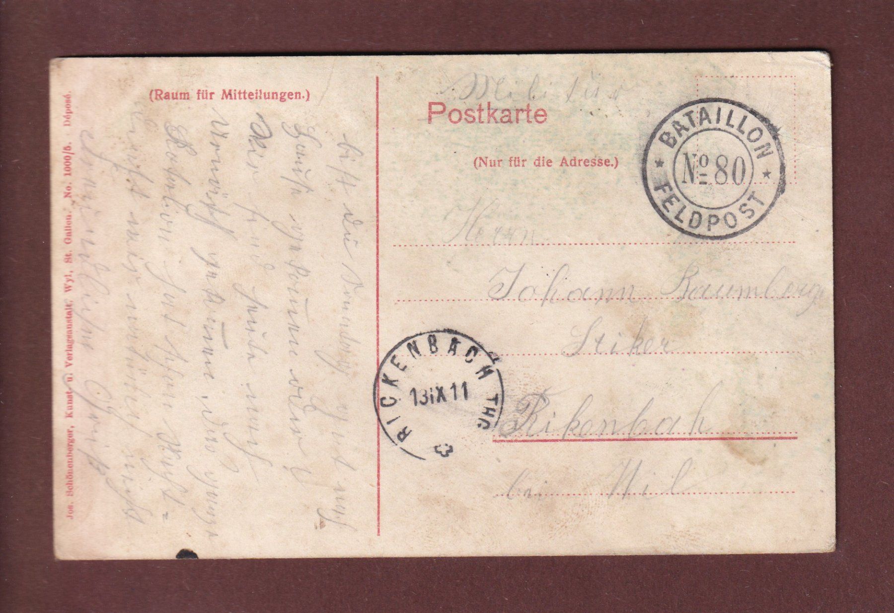 Cartes postales: KASERNE - 1911 Feldpost – D'occasion à Pully par nicecards 1