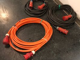 3 Stück  CEE32-Verlängerungskabel 10m + 20m + 20m
