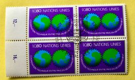 4 er Block Nations Unies gestempelt  ﻿Siehe Original Fotos ﻿