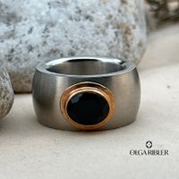 Edelstahl Statement  Ring mit Onyx Grösse 60