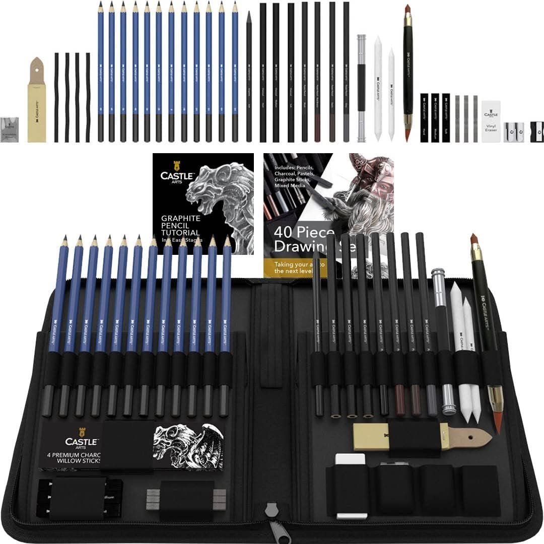 Matite, matite colorate & gessi: Zeichenset 40-teilig Graphit Kohle mit Reißverschlussetui – Nuovo e nell'imballaggio originale da St. Gallen venduto da sch_zsz7