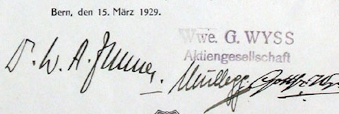 Dokumente: Wwe G. Wyss AG, Bern - 1929 – Gebraucht aus Solothurn von Sgasche 1