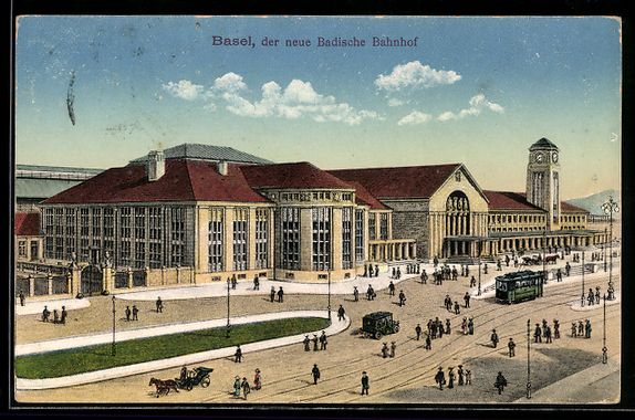 Cartoline postali: Basel, Ansicht des neuen Badischen Bahnh – Usato da Berlin venduto da bartko-reher