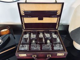 Vintage Leder- Koffer Reise Liqueur Set- Bar -