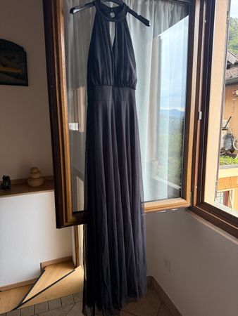 Abito lungo nero scollatura a goccia - taglia S-M