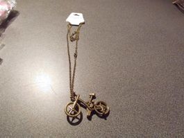 Kette goldfarbig,  Anhänger Velo