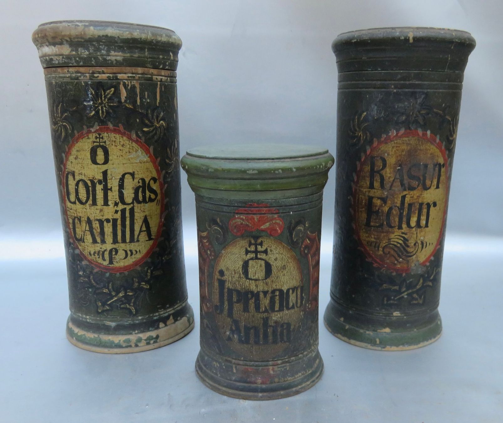 Accessori da laboratorio: 3 APOTHEKERDOSEN 18. JAHRH. – Usato da BERN venduto da erassmusvonrotterdam