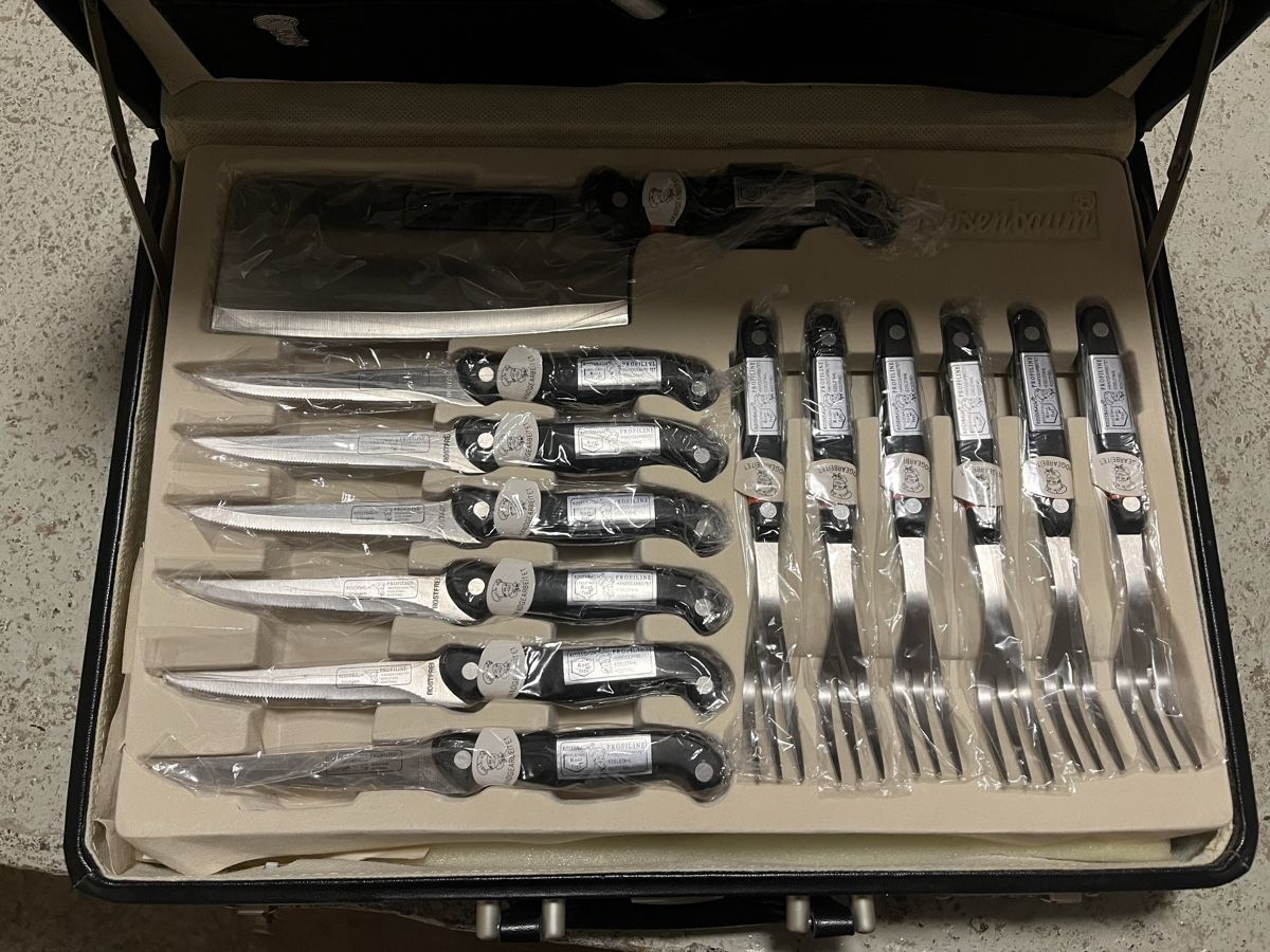 Rosenbaum Coltelli: Rosenbaum Solingen Knife Set with Case – Nuovo (secondo la descrizione) da Goldingen venduto da Thomas.Perrin 1