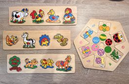 Holz-Steckpuzzle Tiere und Insekten Set Holzspielzeug