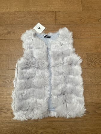 Hellgraue Kunstfellgilet Neu
