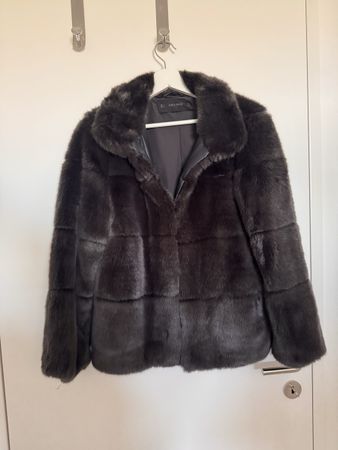 Zara Basic Kunstfell Jacke dunkelbraun Grösse L gebraucht