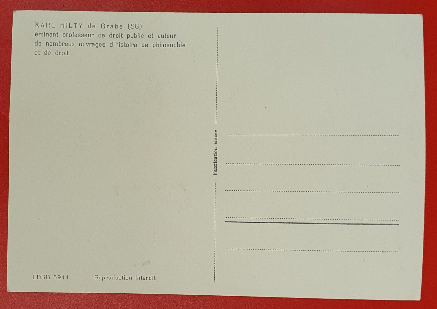 Tutti i francobolli: Karl Hilty Maximumkarte FDC – Usato da Kreuzlingen venduto da Rschweiz1 1