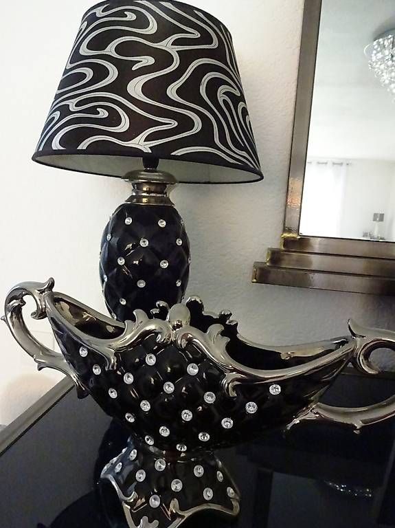 Lampen: Tischlampe mit Strass und passende Schale mit Strass – Gebraucht aus Sisseln AG von Flohmix
